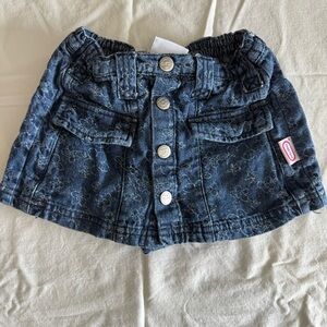 Y2K Little Tikes Stylish Girls Blue Denim Floral Button Front Skort Size 2